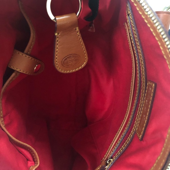 Authentic Dooney & Bourke Front Pocket Satchel Orange Leather and Brown Trim - Picture 10 of 13